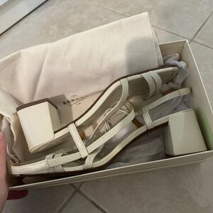 Sezane Cream Strappy Heels